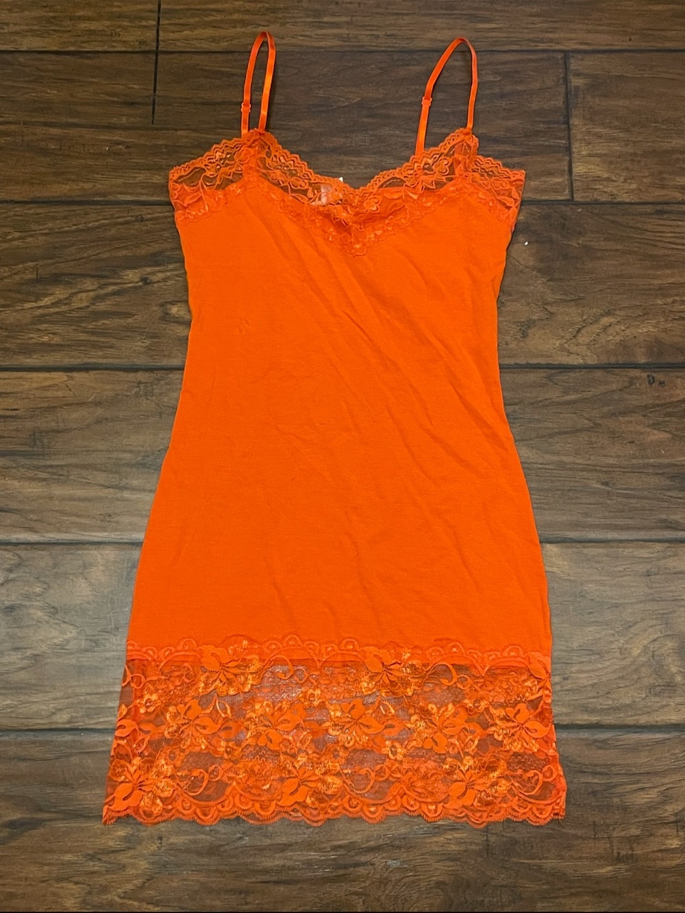 Wet Seal Y2K Orange Lace Longline Cami Tank Top Deadstock 2000s - Picture 2 of 9